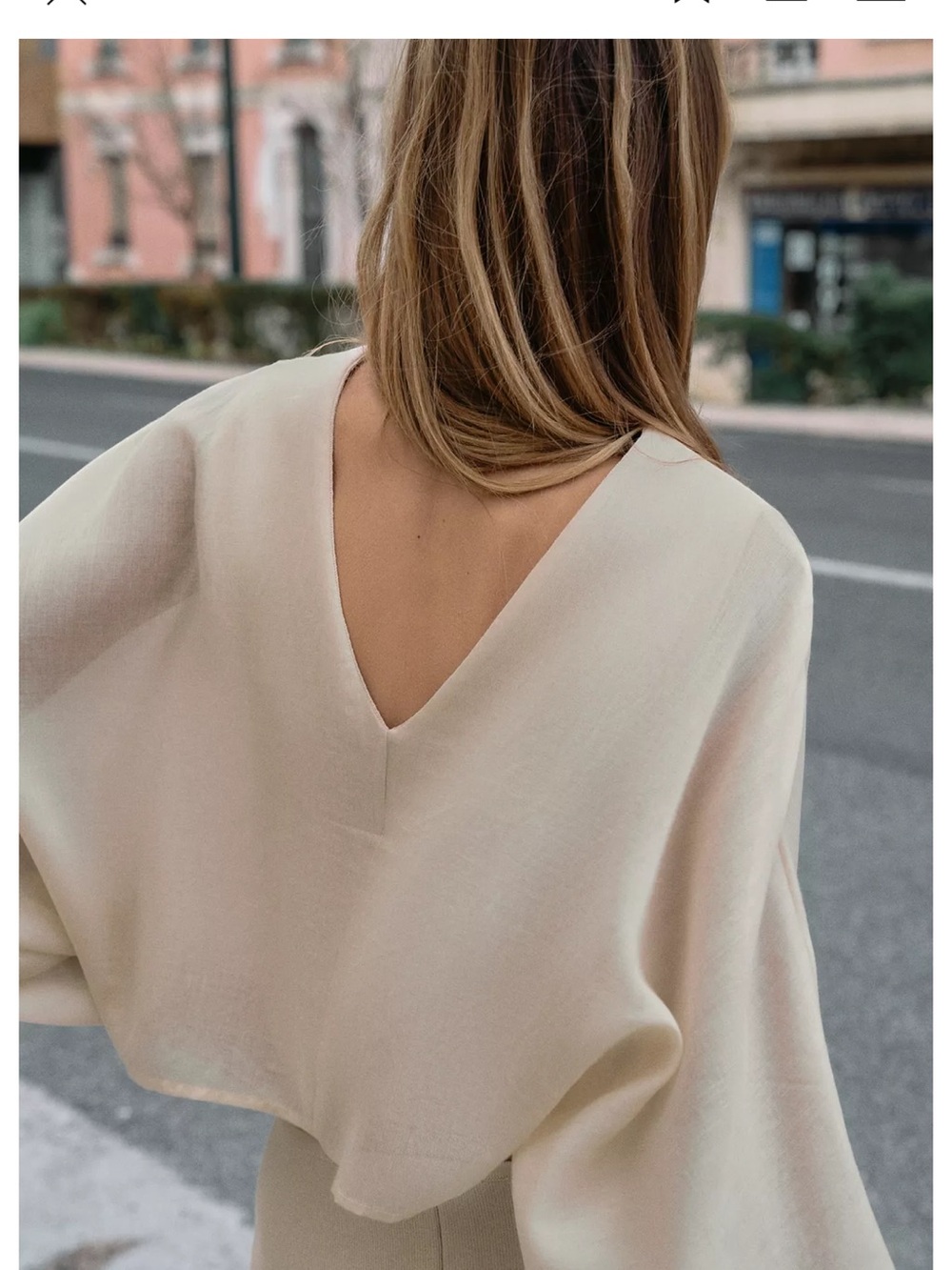 Zara NWT SET Cream V-Neck Balloon Sleeve Top & Skirt - Picture 13 of 16